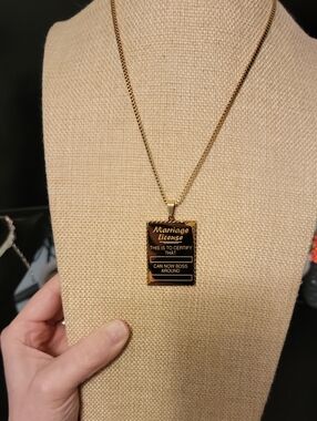 316 L Surgical Steel Marriage License Pendant Necklace